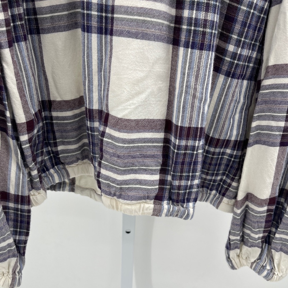Anthropologie Cloth & Stone  Glacier Plaid Blouse - Size Small - Picture 8 of 10